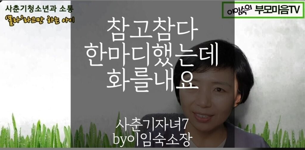 잔소리 참고 참다 한마디했는데 화를 내는 아이